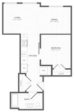 1 Bed - 1 Bath 627 floor plan